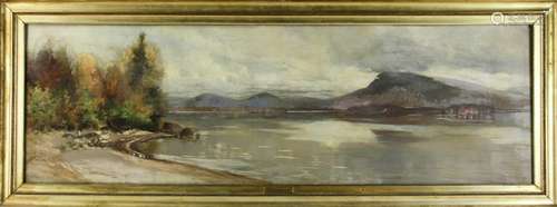 Maxfield, Riverside Landscape, Oil on Canvas