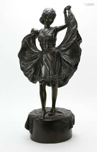 Art Deco Dancer Bronze Sculpture