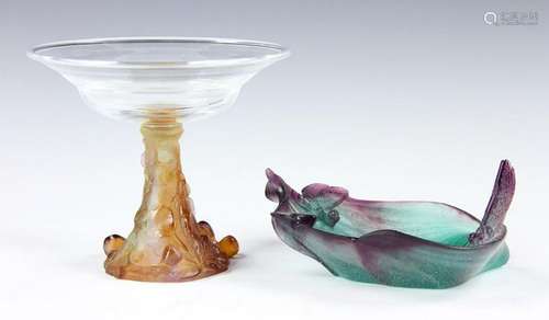 French Daum Glass Compote and Bowl