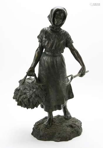 Signed Kossowski, Bronze of Farm Girl