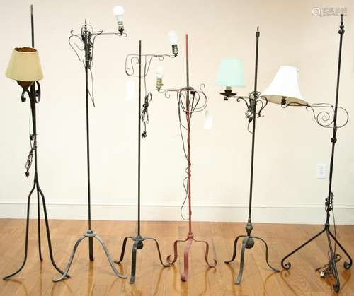 (6) Country Wrought Iron Floor Lamps