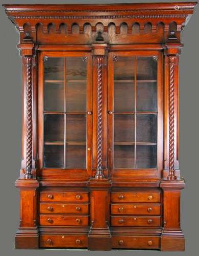 Mid 19thC English Gothic Mahogany Cabinet