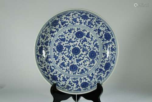 Blue and White Flower Plate