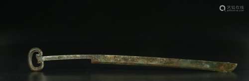 Bronze Inlaid Gold, Silver Knife