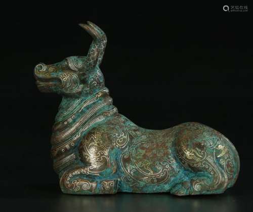 Bronze Inlaid Gold, Silver Ox