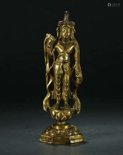 Gilt Bronze Kuan Yin Buddha Statue