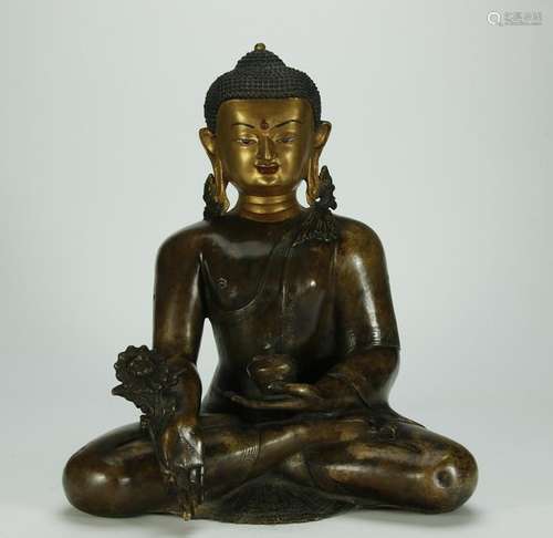 Gilt Face Bronze Buddha Statue