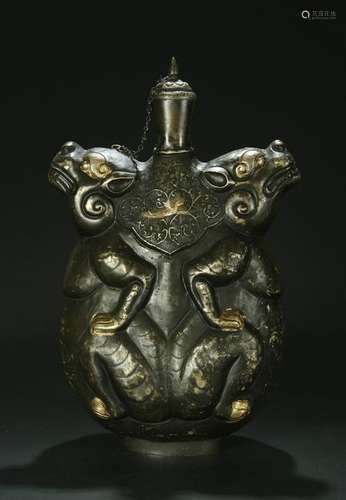 Silver, Part of Gilt , Animal Shape Vase