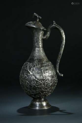 Silver Landscape and Figures Teapot