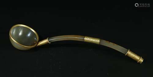 Gilt Silver Agate Spoon