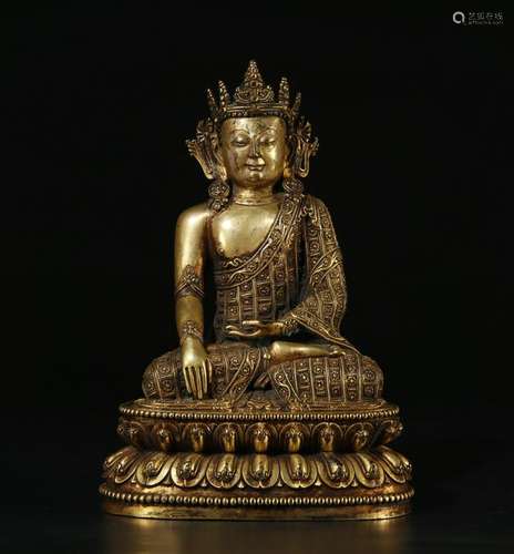 Gilt Bronze Shakyamuni Buddha Statue