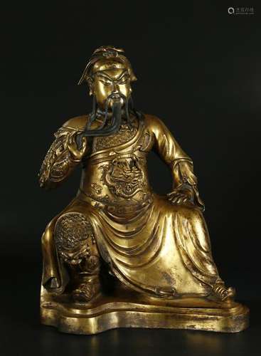 Gilt Bronze Guan Gong Statue