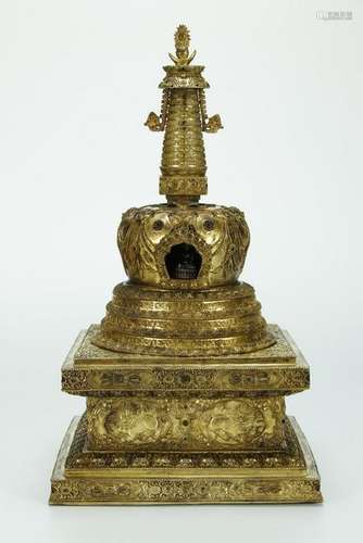 Gilt Bronze Stupa