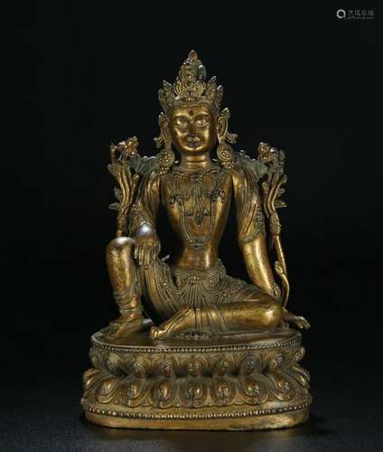 Gilt Bronze Kuan Yin Statue