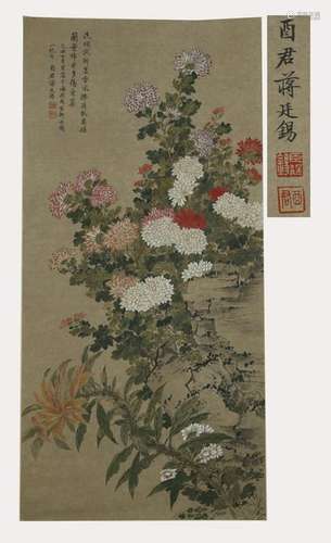 Jiang Tingxi, Painting of Flowers  Scroll (Paper)