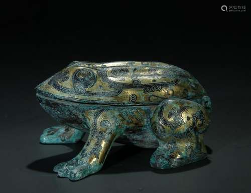 Bronze inlaid Gold, Frog