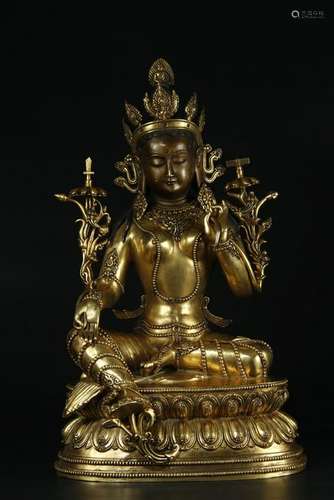 Gilt Bronze Seated Buddha Statue