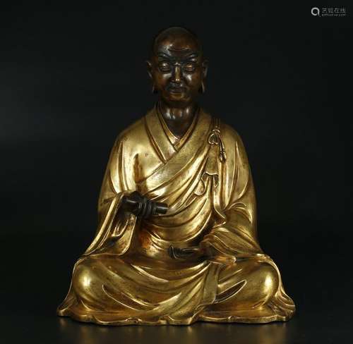 Gilt Bronze Seated Luo Han Statue