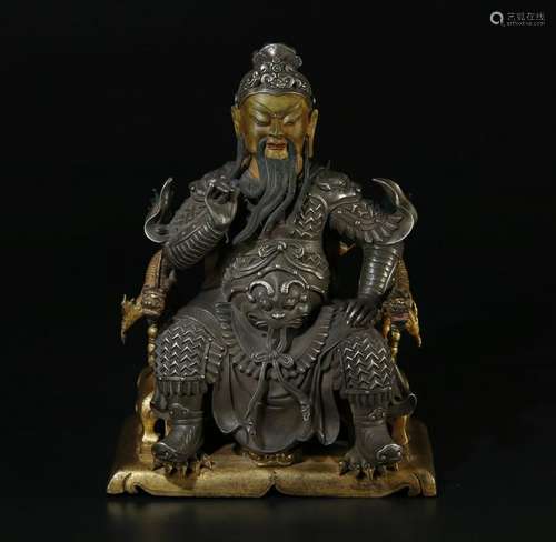 Gilt Bronze Base, Guan Gong made by Silver