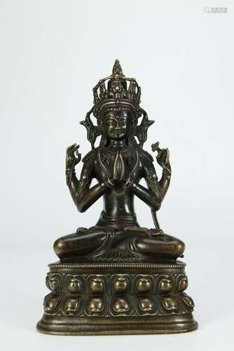 Alloy Bronze Four Arms Kuan Yin