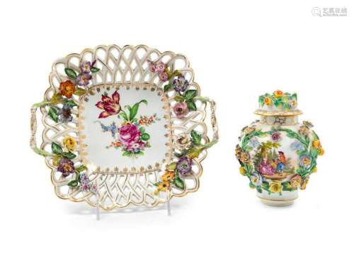 A Carl Theime Floral Encrusted Jar 19TH CENTUR