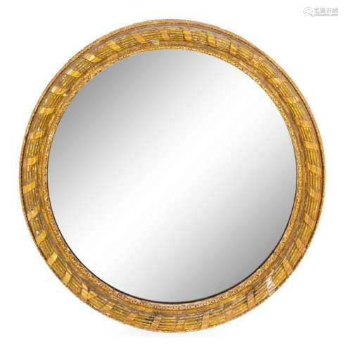 A Victorian Giltwood Mirror Diameter 34 1/2 in