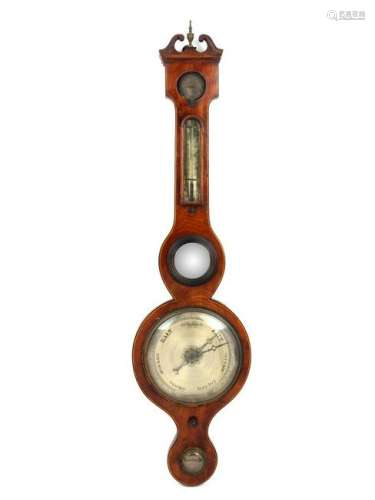 An English Mahogany Wheel Barometer Height 39