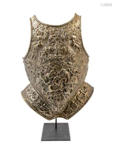 A Silvered Metal Model of a Breastplate with a