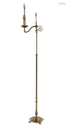 A Primitive Style Brass Candelabrum  20TH CENT
