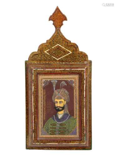 A Persian Painting on Paper Height overall 18