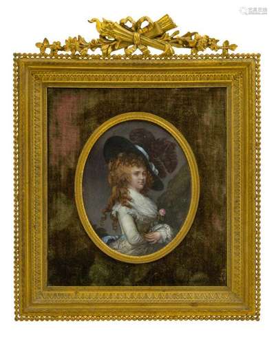 A Continental Painted Portrait Miniature Circa