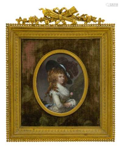 A Continental Painted Portrait Miniature Circa