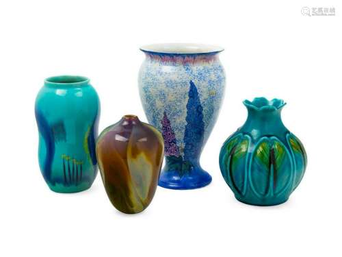 Four Pottery Vases Height of tallest 9 1/2 inc