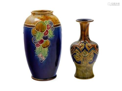 Two Pottery Vases Height of taller 9 3/4 inche