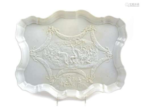 A Capodimonte Porcelain Tray  of serpentine ou