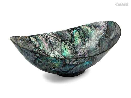 A Faux Abalone Bowl Height 4 1/2 inches.