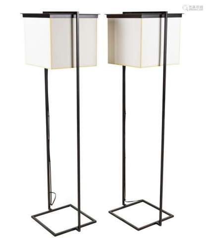 A Pair of Contemporary Metal Floor Lamps Heigh