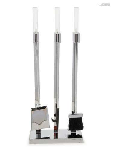 A Set of Lucite and Chrome Fireplace Tools Hei