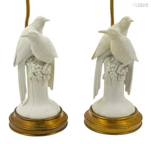 A Pair of Ceramic Bird Figural Groups 20TH CEN