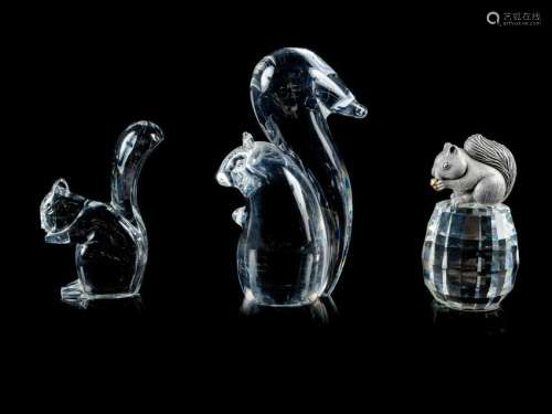 Two Glass Squirrel Figures comprising a Baccar