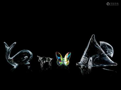 A Group of Four Glass Animal Figures comprisin