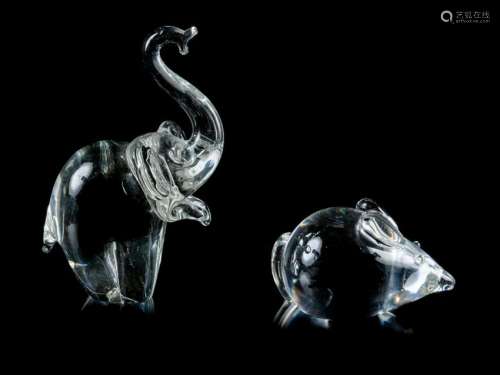 A Group of Two Glass Animal Figures comprising