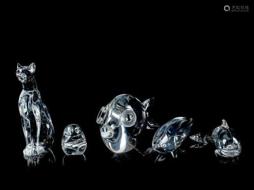 A Group of Five Glass Animals various makers