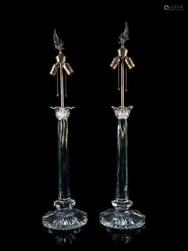 A Pair of Contemporary Cut Glass Lamps SECOND