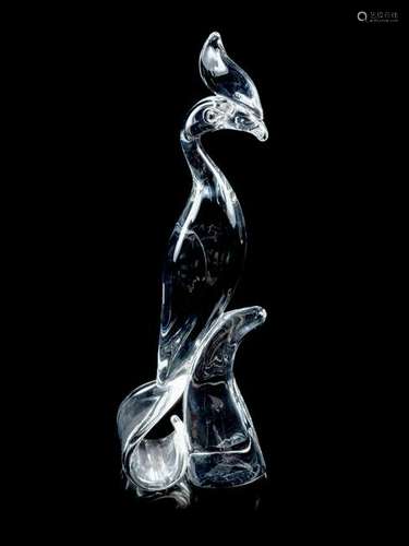 A Steuben Glass Figure 20TH CENTURY of a bi