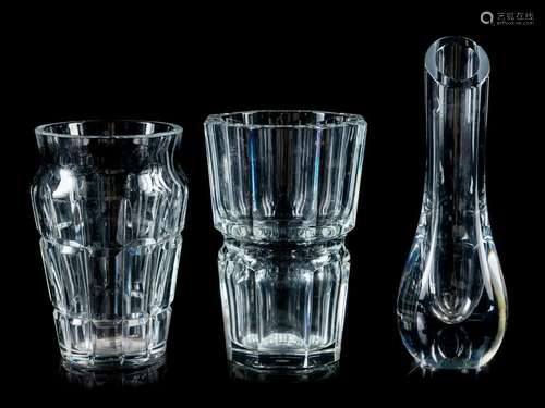 Three Baccarat Glass Vases 20TH CENTURY eac