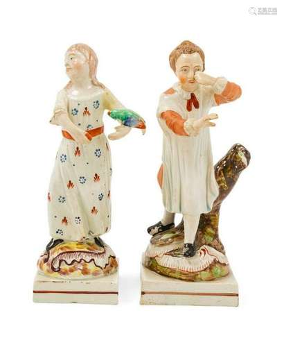 Two Staffordshire Pottery Figures Height 8 inc