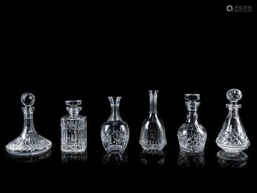 A Group of Six Waterford Decanters Height of t