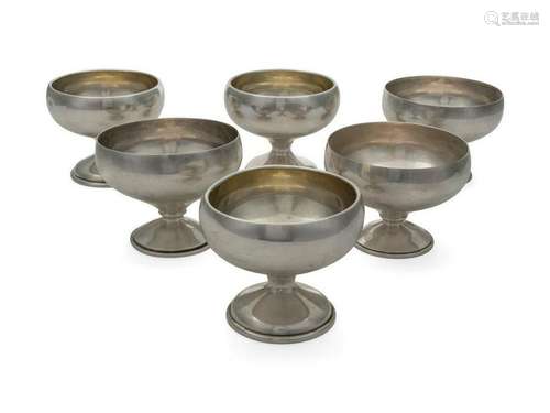 A Set of Six American Silver Dessert Cups Diam