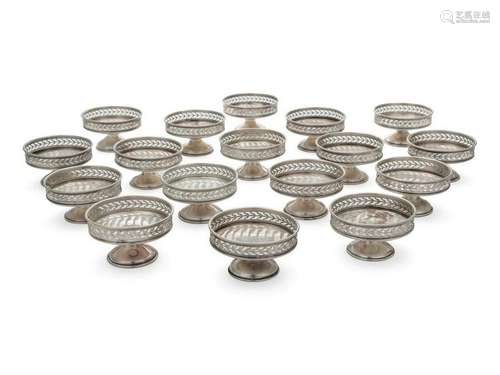 A Group of 17 American Silver Nut Dishes Diame